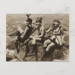 Flirtige Vintage-Französisch-Postkarten-Party-Girl Postkarte