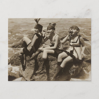 Flirtige Vintage-Französisch-Postkarten-Party-Girl Postkarte