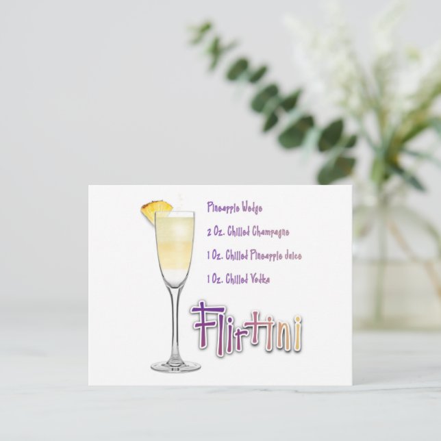 Flirtini Ananas Mimosa Cocktail Rezept Postkarte (Stehend Vorderseite)