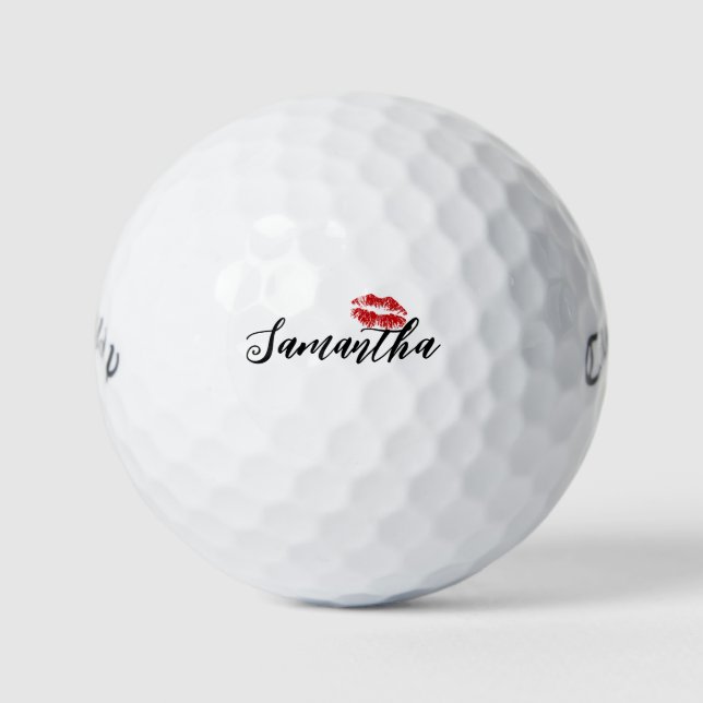 Flirty Fun Customizable Red Lip Valentine's Day Golfball (Vorderseite)