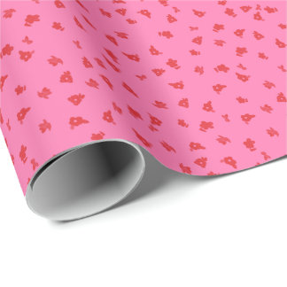 Flirty Hot Pink and Red Floral Wrapping Paper Geschenkpapier
