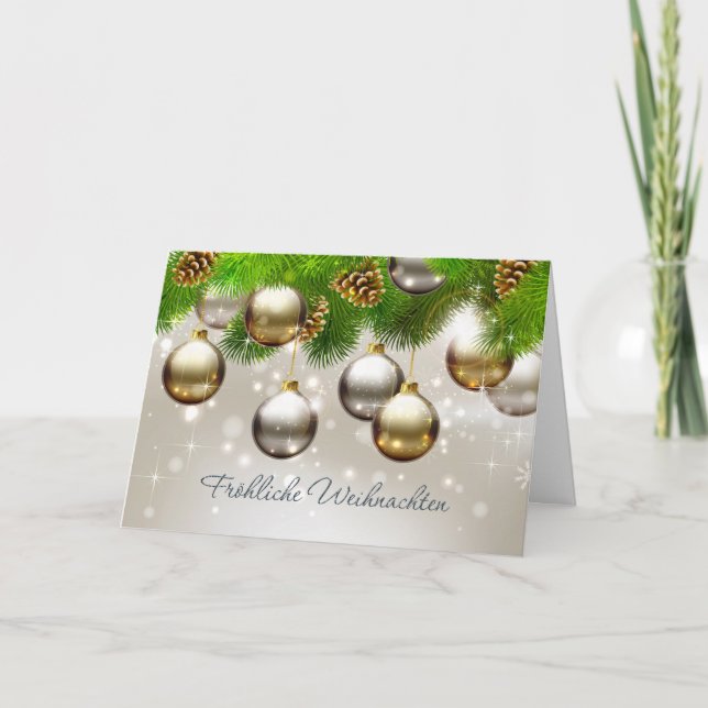Flitter, Kiefer, Kegel Deutsch-Weihnachten Feiertagskarte (Vorderseite)