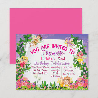 Flitteriffic Pink Magical Fairy Land 2. Geburtstag Einladung
