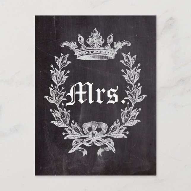 Flitterwochen Brautchalkboard Zukunft Frau. Postkarte (Vorderseite)