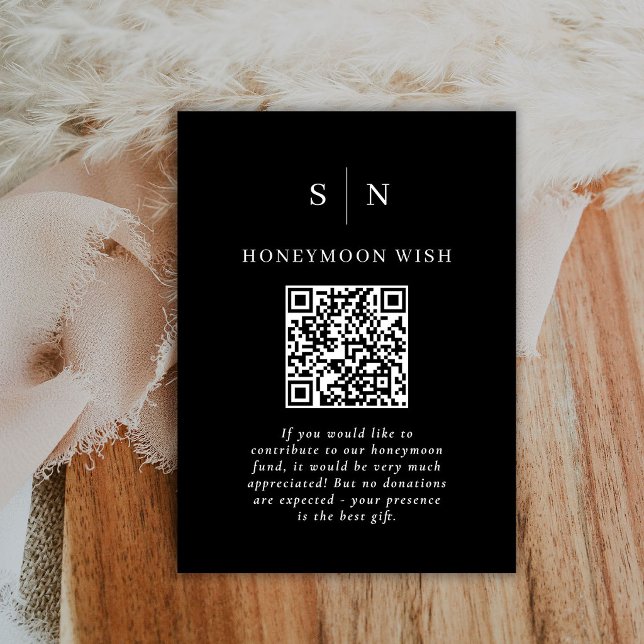 Flitterwochen Fonds | Dunkle schwarze QR-Code-Regi Begleitkarte (Von Creator hochgeladen)