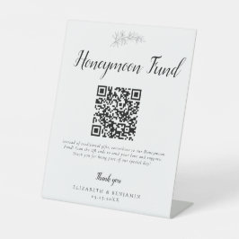 Flitterwochen Fonds Hochzeit QR Code Minimalistisc Sockelschild