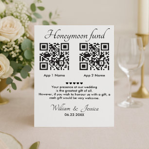 Flitterwochen-Fonds mit 2 QR-Code und Foto Einladung