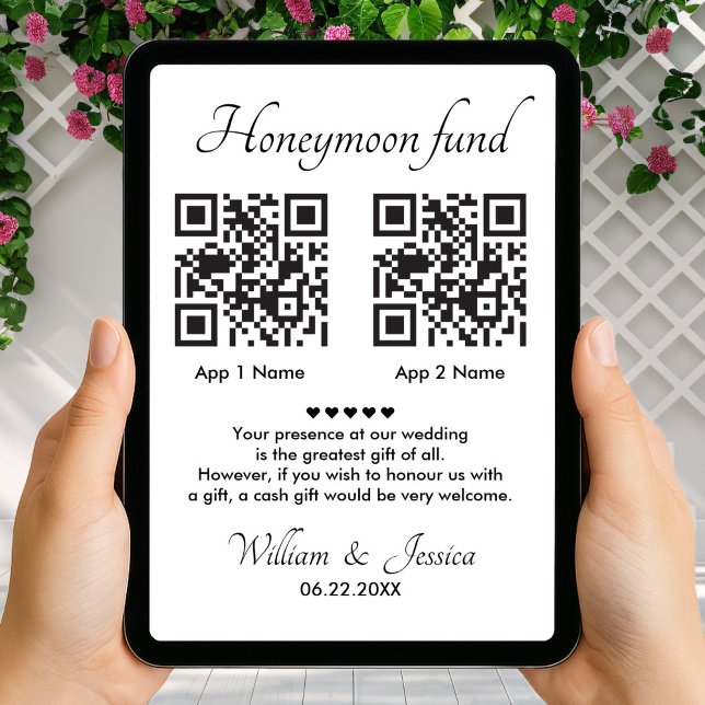 Flitterwochen-Fonds mit 2 QR-Code und Foto Karte (Von Creator hochgeladen)