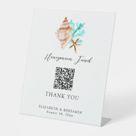 Flitterwochen-Fonds QR-Code Küstenhochzeit Elegant Sockelschild