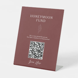 Flitterwochen-Fonds QR-Code Minimal Terrakotta eEd Sockelschild