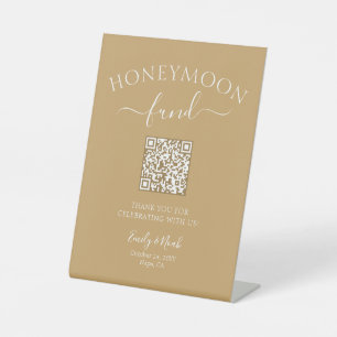 Flitterwochen-Fonds QR-Code Minimalistische Hochze Sockelschild