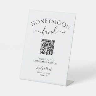 Flitterwochen-Fonds QR-Code Minimalistische Hochze Sockelschild