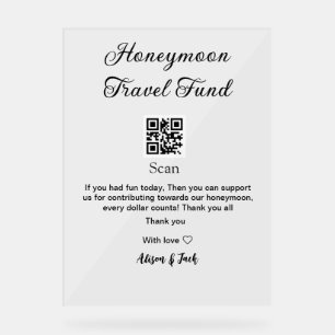 Flitterwochen-Fonds QR-Code scannen Namen hinzufüg Acrylschild