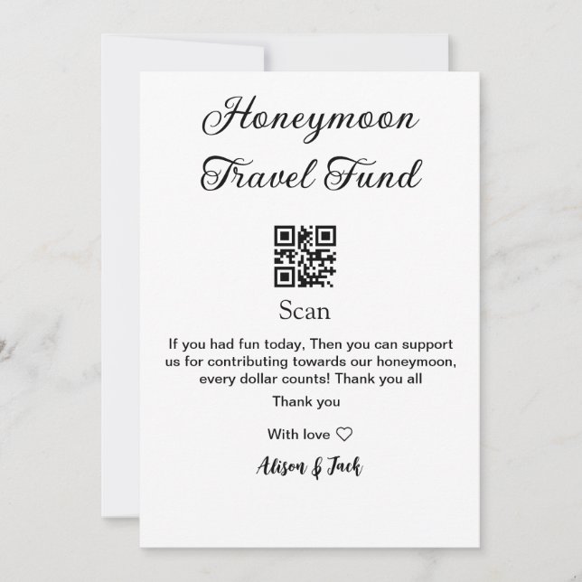 Flitterwochen-Fonds QR-Code scannen Namen hinzufüg Einladung (Vorderseite)