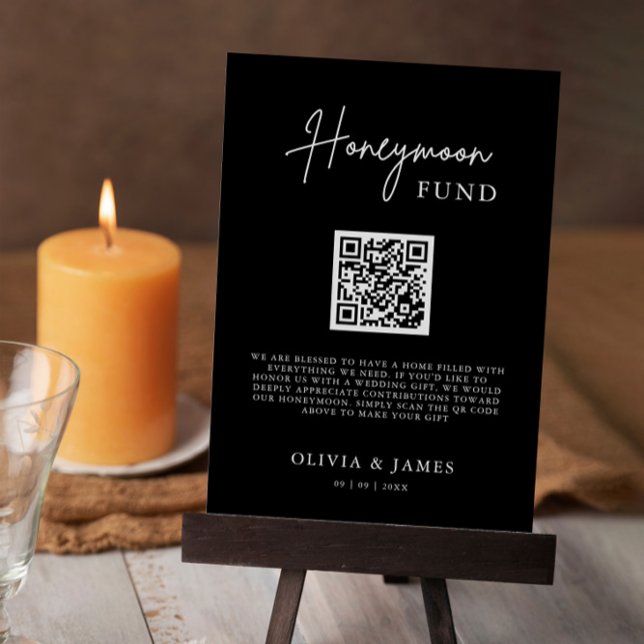 Flitterwochen-Fonds-QR-Code-Schild, Hochzeits-Flit Einladung (Honeymoon Fund QR Code Sign, Wedding Honeymoon Invitation)