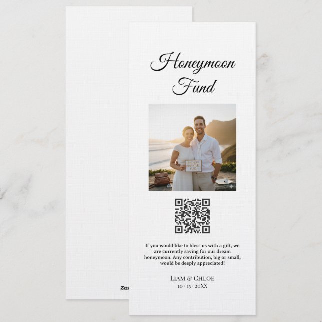 Flitterwochen-Fonds QR-Code-Schild, Hochzeitsgesch Einladung (Vorne/Hinten)