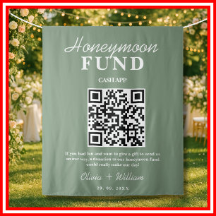 Flitterwochen-Fonds QR Sage Green Hochzeitskulisse Wandteppich