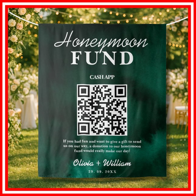Flitterwochen-Fonds QR Smaragdgrüner Hintergrund Wandteppich (Von Creator hochgeladen)