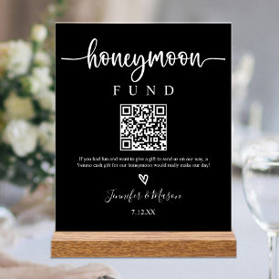 Flitterwochen Fonds Schild, QR Code Flitterwochen  Acrylschild