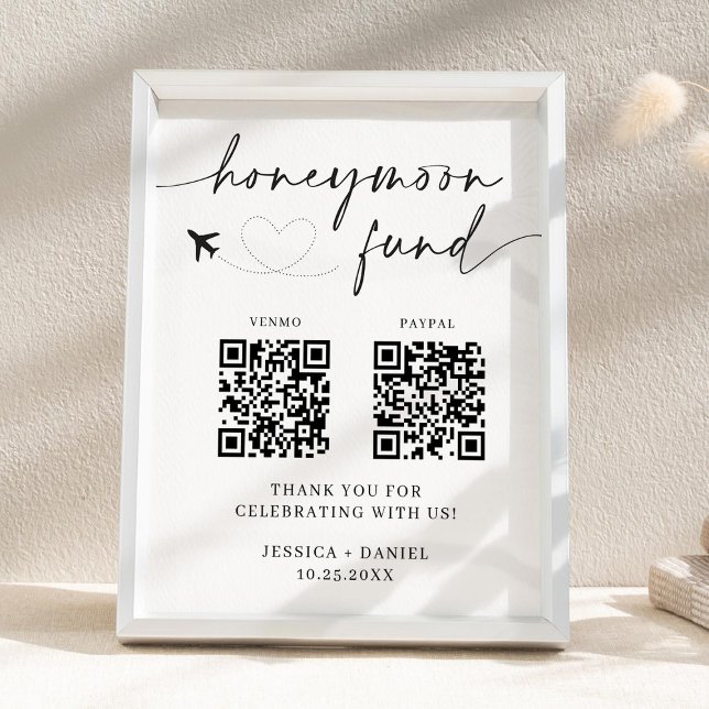 Flitterwochen-Fonds-Schild QR-Code – Hochzeitsempf Poster (Von Creator hochgeladen)