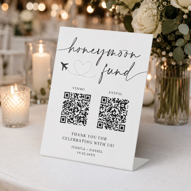 Flitterwochen-Fonds-Schild QR-Code – Hochzeitsschi Sockelschild (Von Creator hochgeladen)