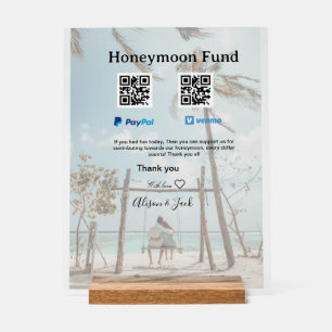 Flitterwochen Fonds Venmo PayPal-Spende Q R Paar Acrylschild