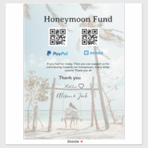 Flitterwochen-Fonds Venmo PayPal-Spende Q R Paar Aufkleber