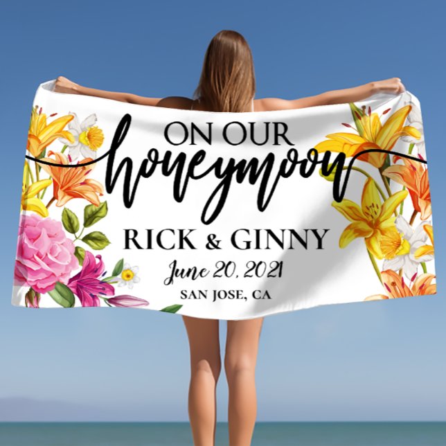Flitterwochen geben Personalisierte asiatische Lil Strandtuch (Honeymoon Gifts Personalized Asiatic Lilies Custom Beach Towel)