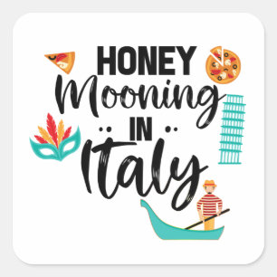 Flitterwochen in Italien Paare Matching Vacation Quadratischer Aufkleber