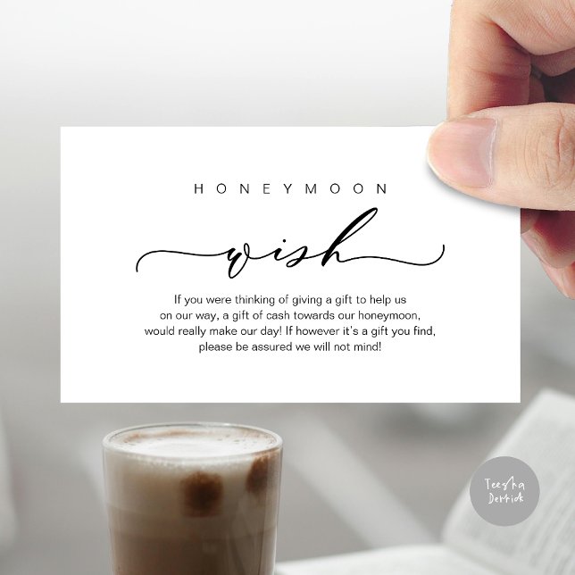 Flitterwochen, Modernes romantisches Design Begleitkarte (Honeymoon Wish, Modern romantic design Enclosure Card, Black and White)