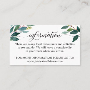 Flitterwochen- und Informationskarte Visitenkarte