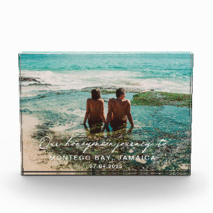 Flitterwochen Weiße Schrift Destination Fotoblock