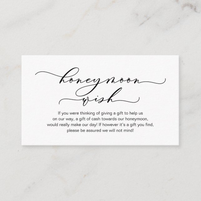 Flitterwochen wünschen, modernes romantisches Desi Begleitkarte (Vorderseite)