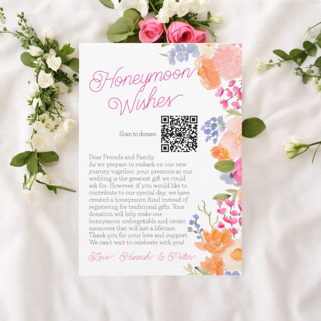 Flitterwochen wünscht Wildblumen Brautparty Begleitkarte (Honeymoon wishes wildflowers floral bridal shower enclosure card)
