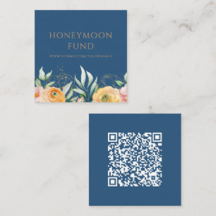 Flitterwochenfonds QR Code Elegante Blumenhochzeit Begleitkarte
