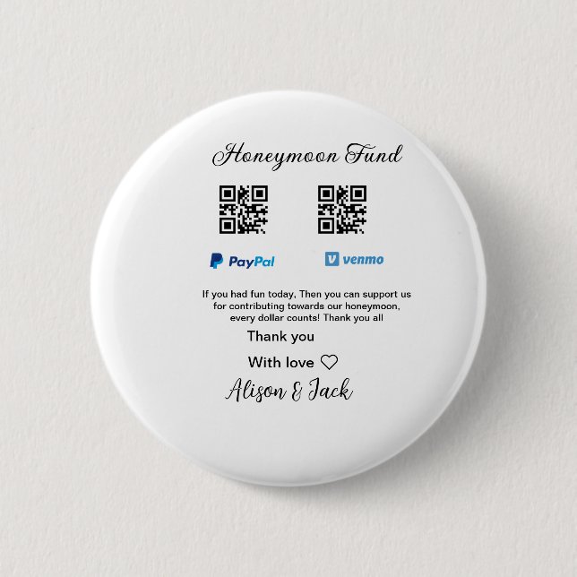 Flitterwochenfonds venomo paypal donation Q R paar Button (Vorderseite)