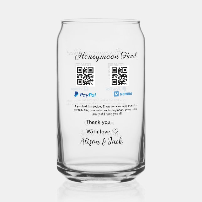 Flitterwochenfonds venomo paypal donation Q R paar Dosenglas (Vorderseite)