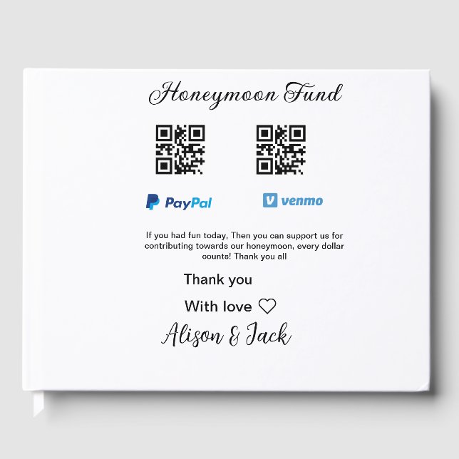 Flitterwochenfonds venomo paypal donation Q R paar Gästebuch (Vorderseite)