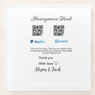 Flitterwochenfonds venomo paypal donation Q R paar Glasuntersetzer
