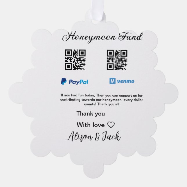 Flitterwochenfonds venomo paypal donation Q R paar Ornament Karte (Vorderseite)