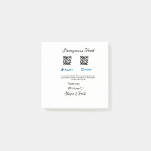 Flitterwochenfonds venomo paypal donation Q R paar Post-it Klebezettel