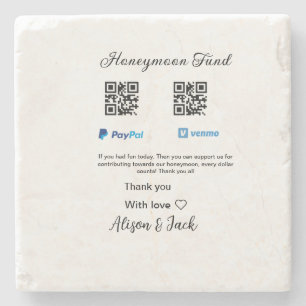 Flitterwochenfonds venomo paypal donation Q R paar Steinuntersetzer
