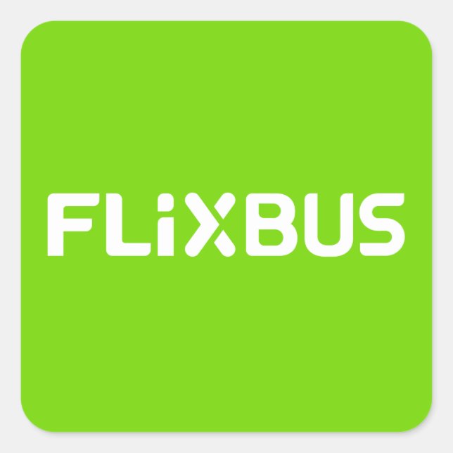 Flixbus-Sticker Quadratischer Aufkleber (Vorderseite)