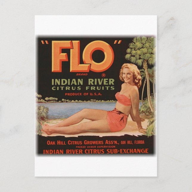 Flo Orangen Vintage Postkarte (Vorderseite)
