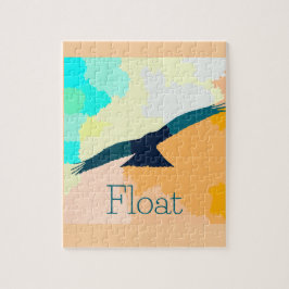"Float" Ein stilisierter Vogel, der über Aquarellf Puzzle