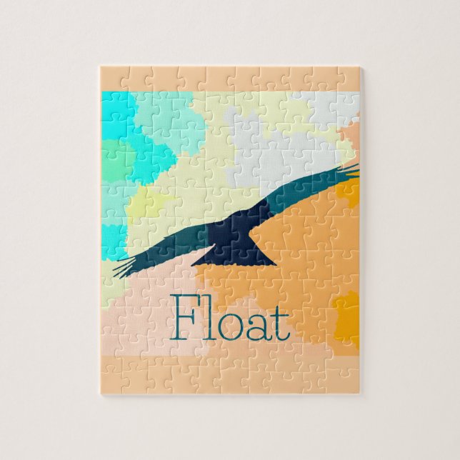 "Float" Ein stilisierter Vogel, der über Aquarellf Puzzle (Vertikal)