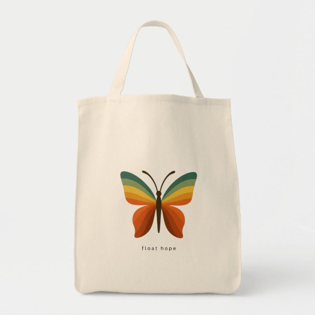 Float Hope Retro Rainbow Butterfly Tote Tragetasche (Vorne)