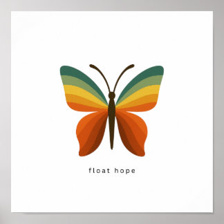 Float Hope Retro Regenbogen Schmetterling 12x12 Po Poster