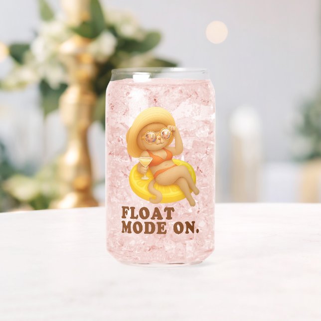 Float-Modus aktiviert: Sommer-Katze-Zitrone-Poolpa Dosenglas (Insitu (Hochzeit))