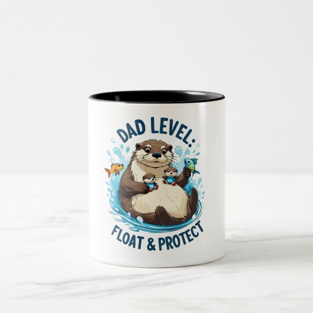 Float & Protect - Otter Vater Funny Zweifarbige Tasse (Mittel)